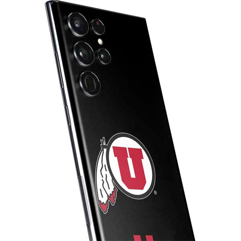 Utah Circle and Feather on Black Galaxy S22 Ultra Skin