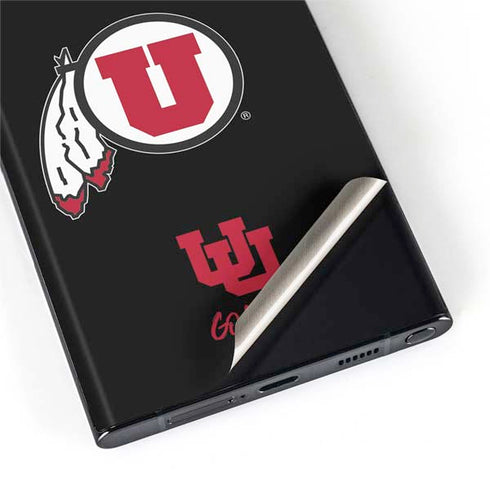 Utah Circle and Feather on Black Galaxy S22 Ultra Skin