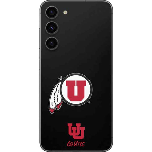 University of Utah Circle and Feather on Black Galaxy S23 FE Skin