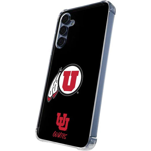 University of Utah Circle and Feather on Black Galaxy S24 Clear Case