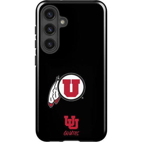 University of Utah Circle and Feather on Black Galaxy S24 Impact Case