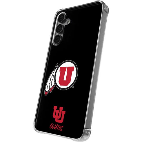 University of Utah Circle and Feather on Black Galaxy S24 Plus Clear Case