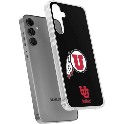 University of Utah Circle and Feather on Black Galaxy S24 Plus Clear Case