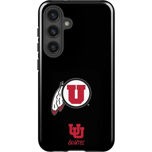 University of Utah Circle and Feather on Black Galaxy S25 Plus Impact Case