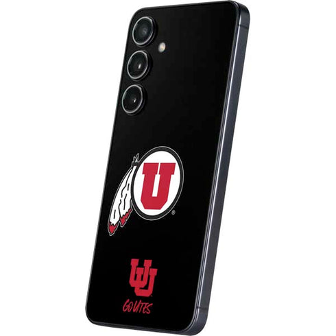 University of Utah Circle and Feather on Black Galaxy S25 Plus Skin
