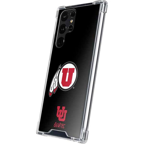 University of Utah Circle and Feather on Black Galaxy S24 Ultra Clear Case