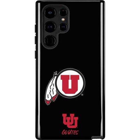 University of Utah Circle and Feather on Black Galaxy Cases