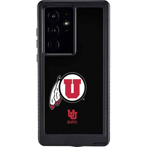 University of Utah Circle and Feather on Black Galaxy S24 Ultra Waterproof Case