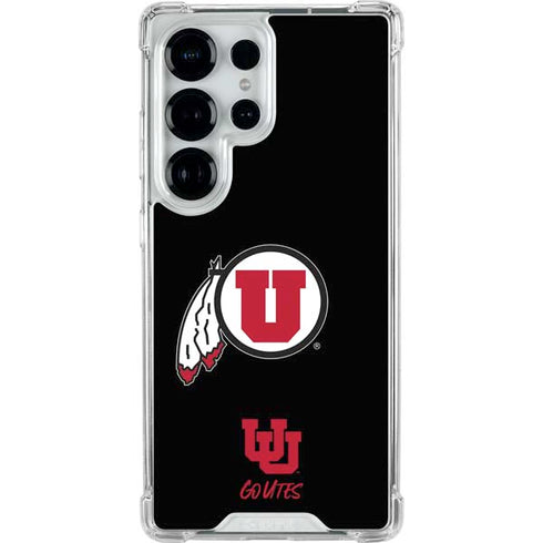 University of Utah Circle and Feather on Black Galaxy S25 Ultra Clear Case