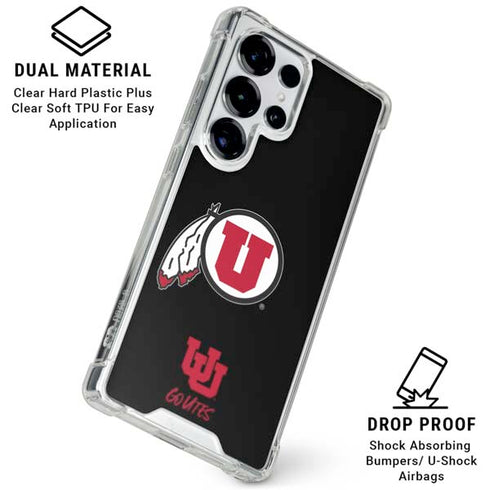 University of Utah Circle and Feather on Black Galaxy S25 Ultra Clear Case