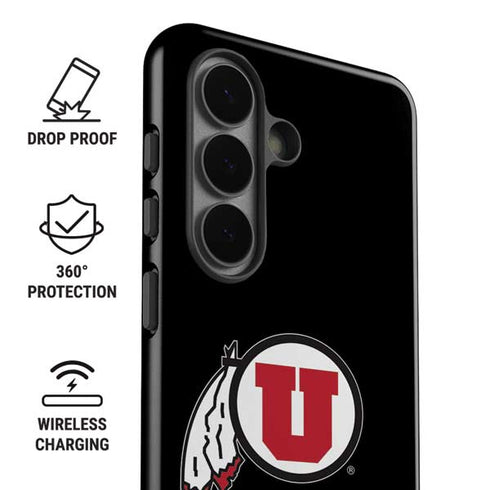 University of Utah Circle and Feather on Black Galaxy S26 Impact Case
