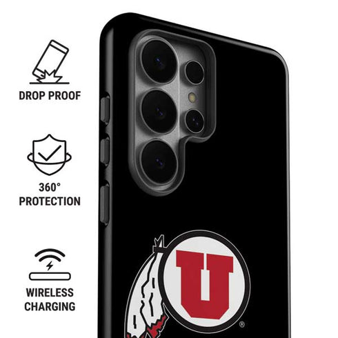 University of Utah Circle and Feather on Black Galaxy S26 Ultra Impact Case