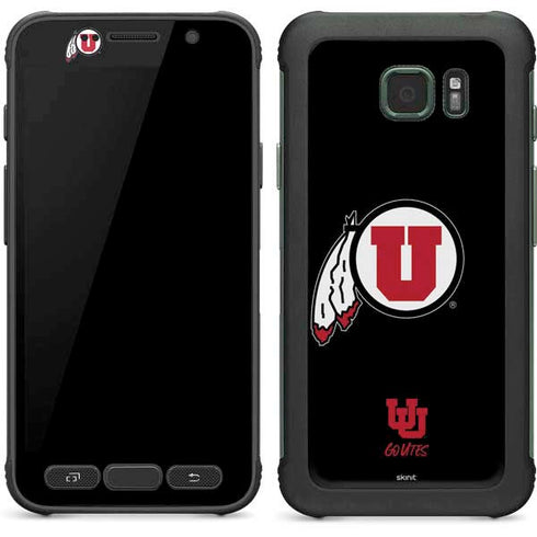 Utah Circle and Feather on Black Galaxy S7 Active Skin