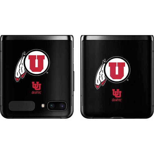 Utah Circle and Feather on Black Galaxy Z Flip Skin