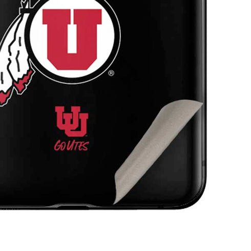 Utah Circle and Feather on Black Galaxy Z Flip Skin