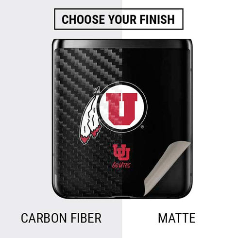 Utah Circle and Feather on Black Galaxy Z Flip Skin