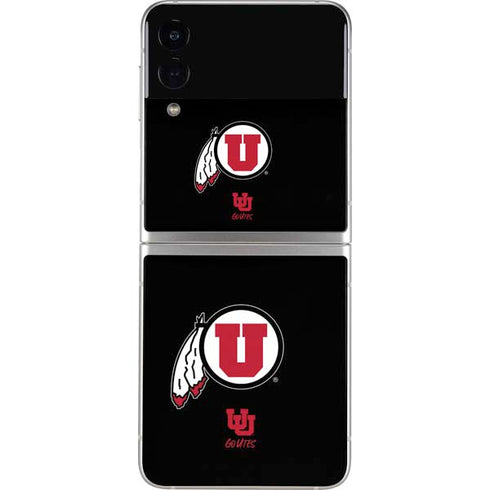 Utah Circle and Feather on Black Galaxy Z Flip3 5G Skin