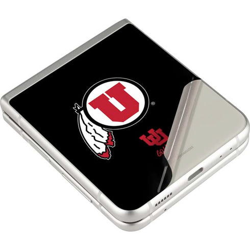 Utah Circle and Feather on Black Galaxy Z Flip3 5G Skin