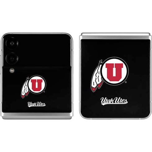Utah Circle and Feather on Black Galaxy Z Flip4 5G Skin