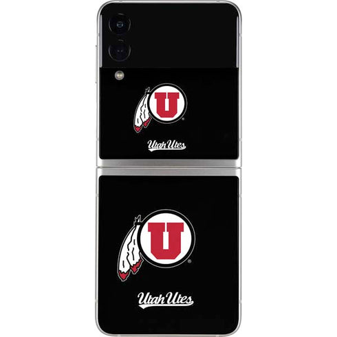 Utah Circle and Feather on Black Galaxy Z Flip4 5G Skin