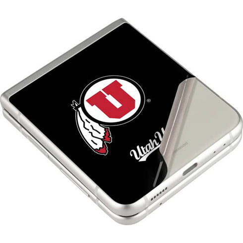 Utah Circle and Feather on Black Galaxy Z Flip4 5G Skin