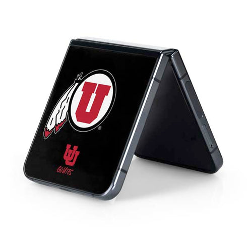 University of Utah Circle and Feather on Black Galaxy Z Flip5 5G Skin