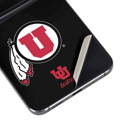 University of Utah Circle and Feather on Black Galaxy Z Flip5 5G Skin