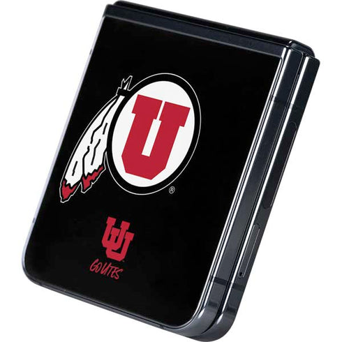 University of Utah Circle and Feather on Black Galaxy Z Flip5 5G Skin