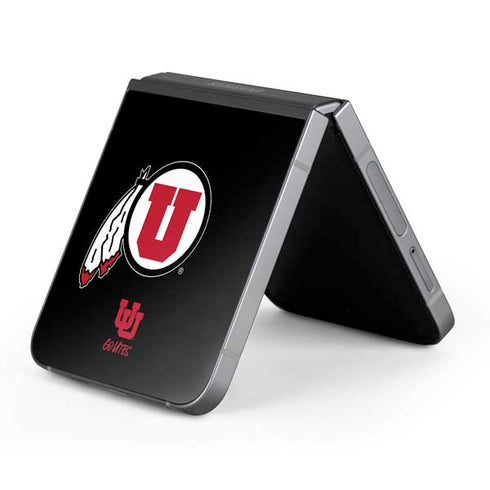 University of Utah Circle and Feather on Black Galaxy Z Flip6 Skin