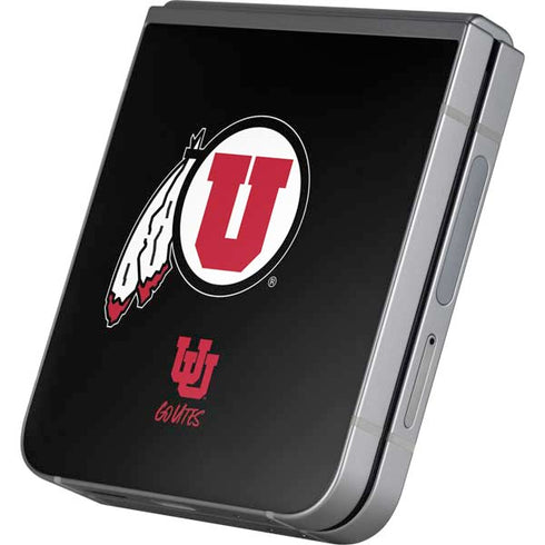 University of Utah Circle and Feather on Black Galaxy Z Flip6 Skin