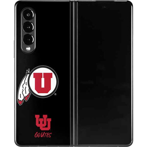 Utah Circle and Feather on Black Galaxy Z Fold3 5G Skin