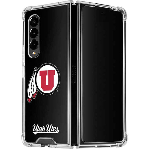 Utah Circle and Feather on Black Galaxy Z Fold4 5G Clear Case