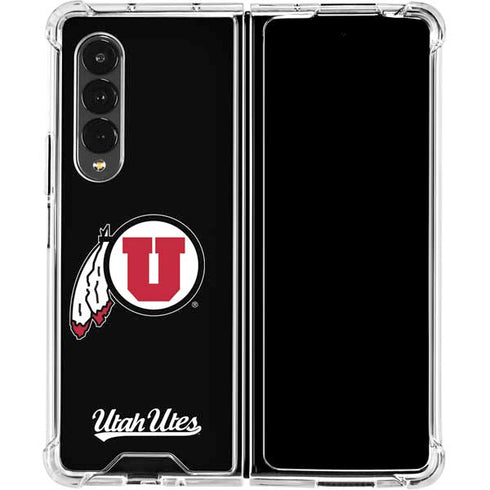 Utah Circle and Feather on Black Galaxy Z Fold4 5G Clear Case