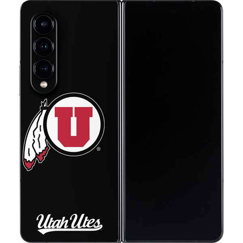 Utah Circle and Feather on Black Galaxy Z Fold4 5G Skin