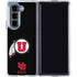 University of Utah Circle and Feather on Black Galaxy Z Fold5 5G Clear Case