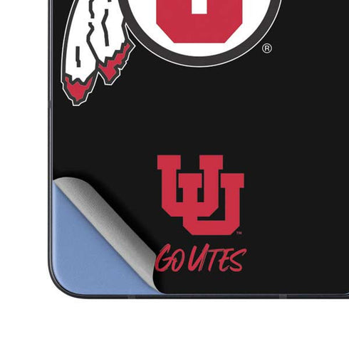 University of Utah Circle and Feather on Black Galaxy Z Fold5 5G Skin