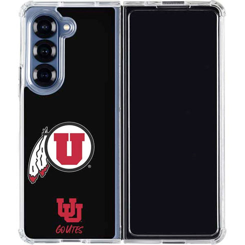 University of Utah Circle and Feather on Black Galaxy Z Fold6 Clear Case