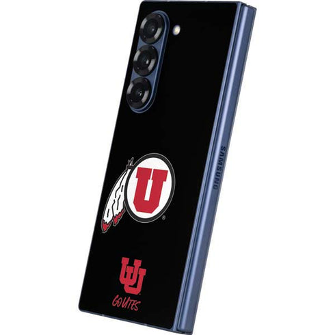 University of Utah Circle and Feather on Black Galaxy Z Fold6 Skin