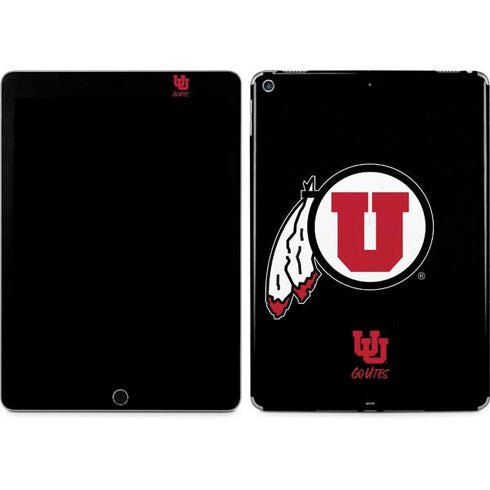 University of Utah Circle and Feather on Black iPad Skins