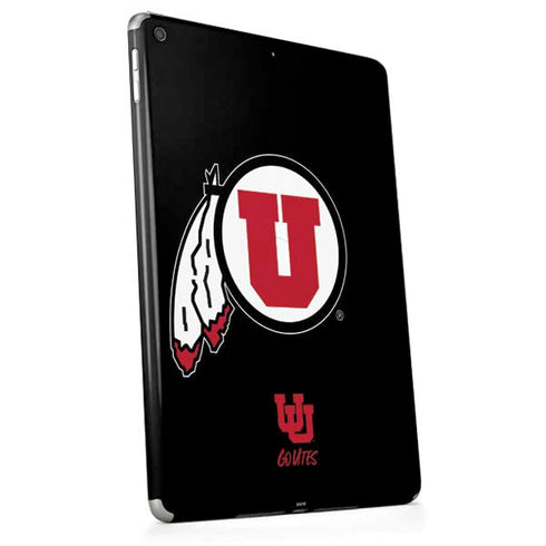 University of Utah Circle and Feather on Black Apple iPad Skin