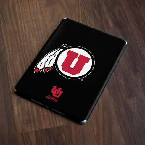 University of Utah Circle and Feather on Black Apple iPad Skin