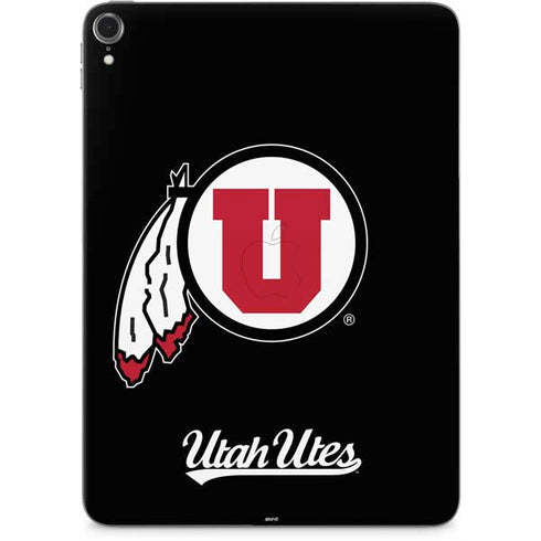 University of Utah Circle and Feather on Black Apple iPad Pro Skin