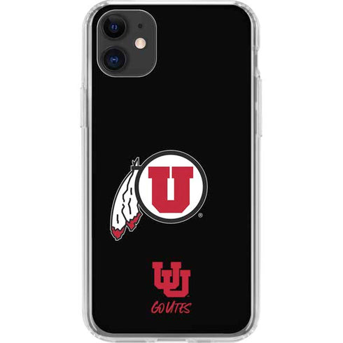 University of Utah Circle and Feather on Black iPhone 11 Clear Case