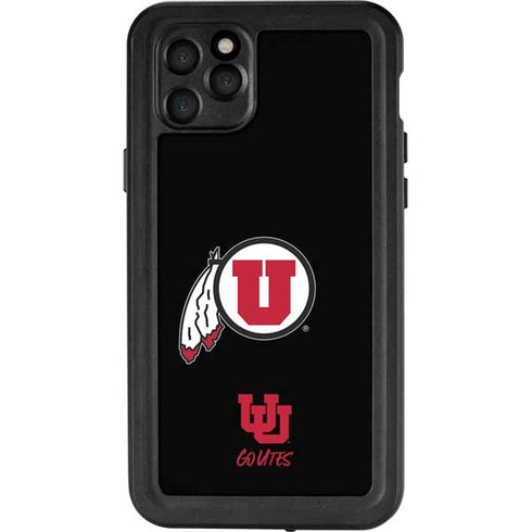 Utah Circle and Feather on Black iPhone 11 Pro Max Waterproof Case