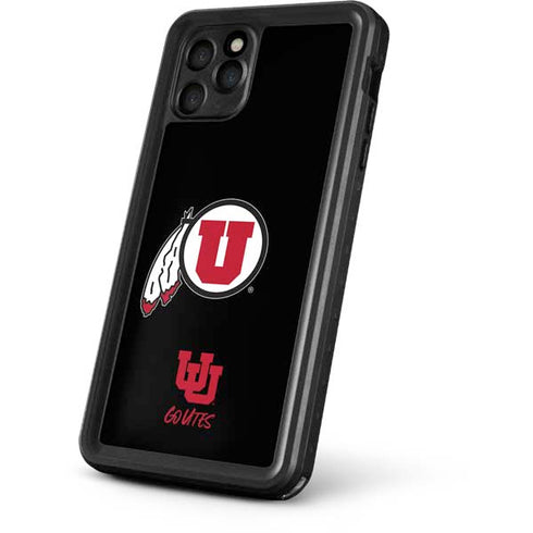 Utah Circle and Feather on Black iPhone 11 Pro Max Waterproof Case