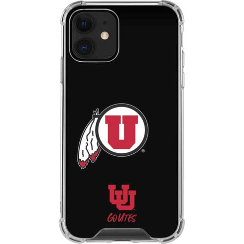 Utah Circle and Feather on Black iPhone 12 Clear Case