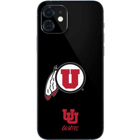Utah Circle and Feather on Black iPhone 12 Mini Skin