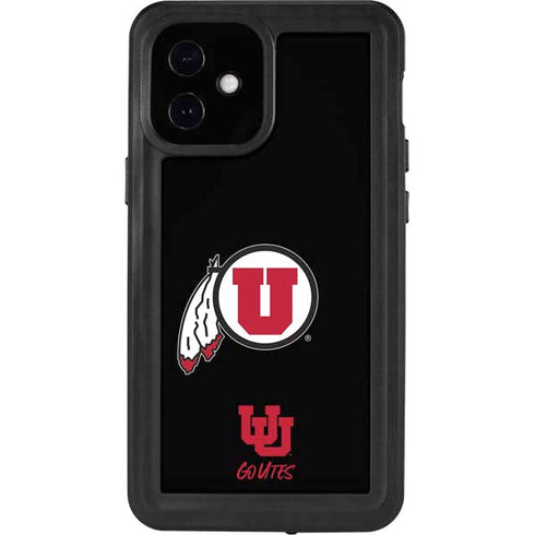 Utah Circle and Feather on Black iPhone 12 Mini Waterproof Case