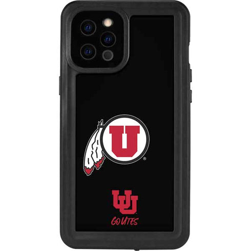 Utah Circle and Feather on Black iPhone 12 Pro Max Waterproof Case