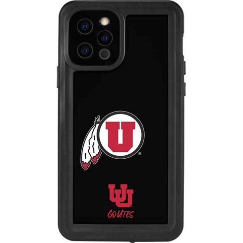 Utah Circle and Feather on Black iPhone 12 Pro Waterproof Case